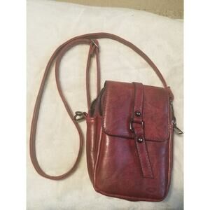 Crossbody bag Women's Burgundy Faux Leather 2 Compartments Adjustable Strap